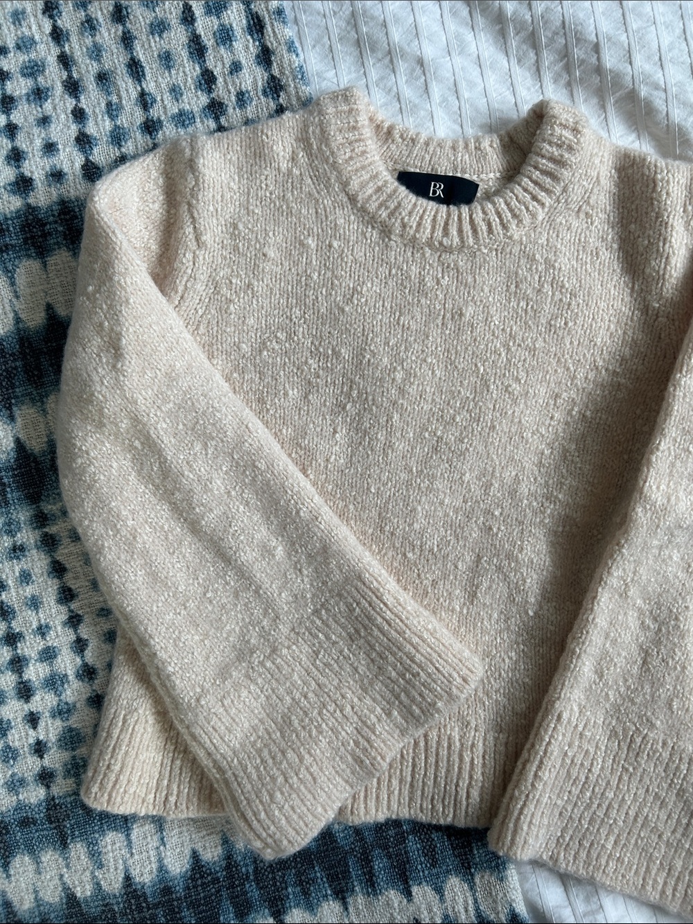 Banana Republic Cream Bouclé Crew Sweater